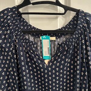 Navy Floral Blouse